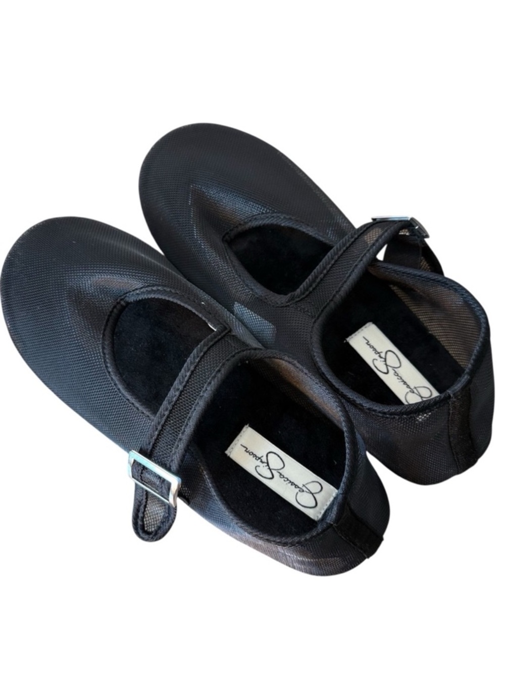 JESSICA SIMPSON New Black Mesh Ballet Flats Slippers Memory Foam Mary Jane’s 7/8